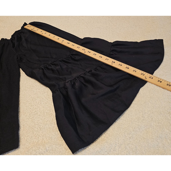 Anthropologie Black Boho Peasant Top M Bell Sleeve Cotton Modal Blouse - Picture 11 of 11